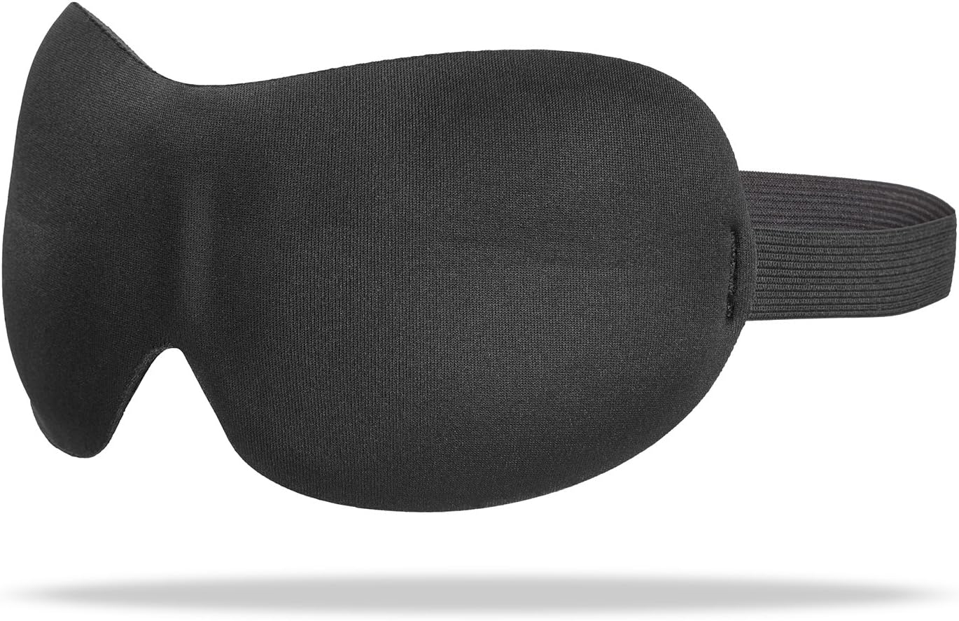 TROP comfort sleep mask made of velvety soft, silky material for undisturbed and recreative sleep – ideal for travelling, in black, with adjustable elastic strap