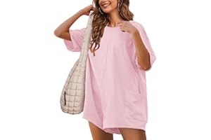 GTLIAE Womens T Shirt Romper Hot Shot Tee Romper for Summer Casual Short Sleeve Oversized Athletic Workout Outfits
