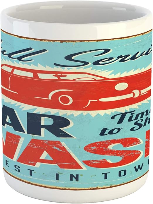 Amazon Com Lunarable Americana Mug Best In Town Car Wash Banner