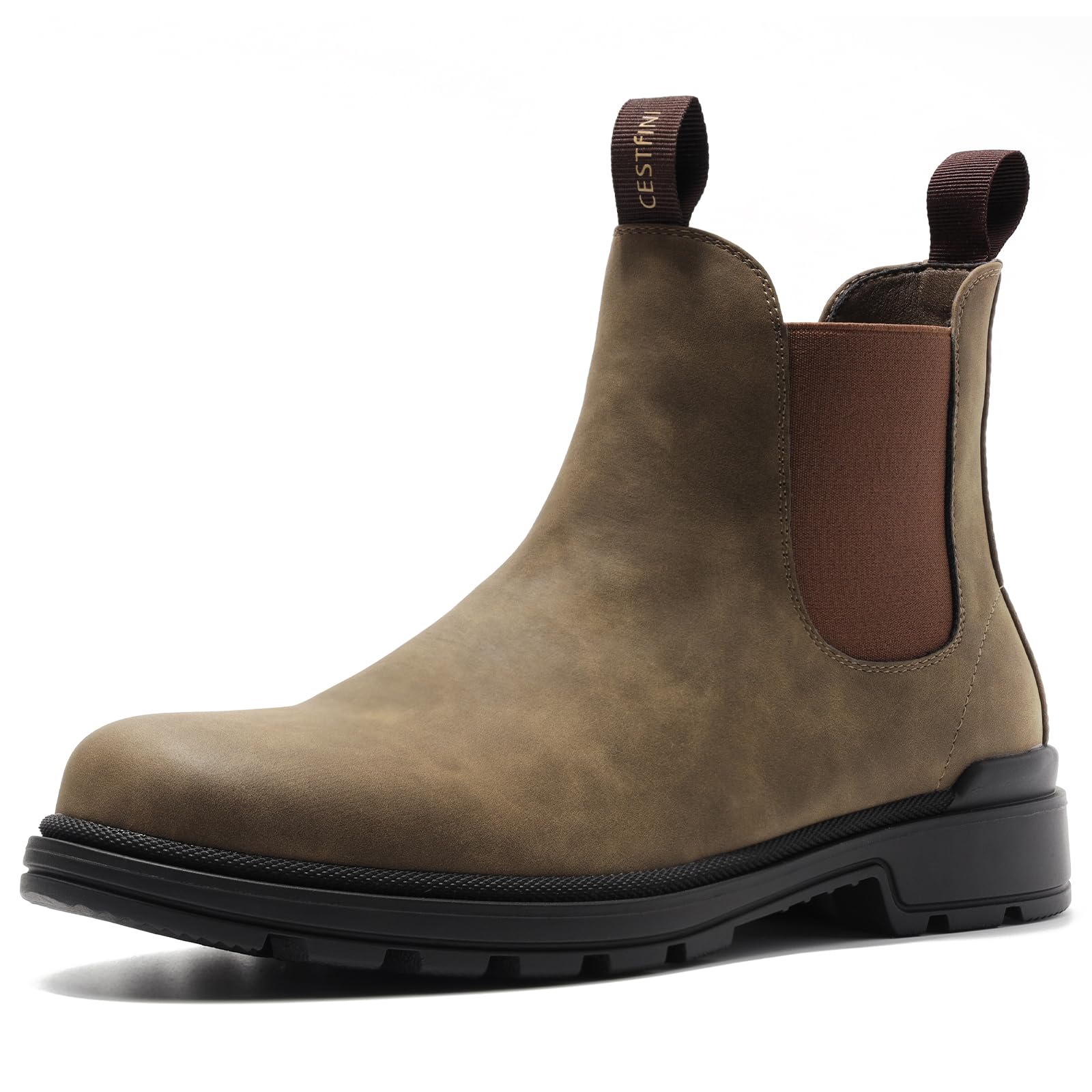 Photo 1 of ***(HEAVILY USED/ MINOR DAMAGE)***Cestfini Mens Slip On Chelsea Boots, Winter Work Hiking Ankle Booties For Men Comfortable and Lightweight SIZE MENS 7.5