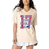 Football Shirts for Women Game Day V-Neck Tshirt Casual Football Short Sleeve Team Fan Graphic Tee Top