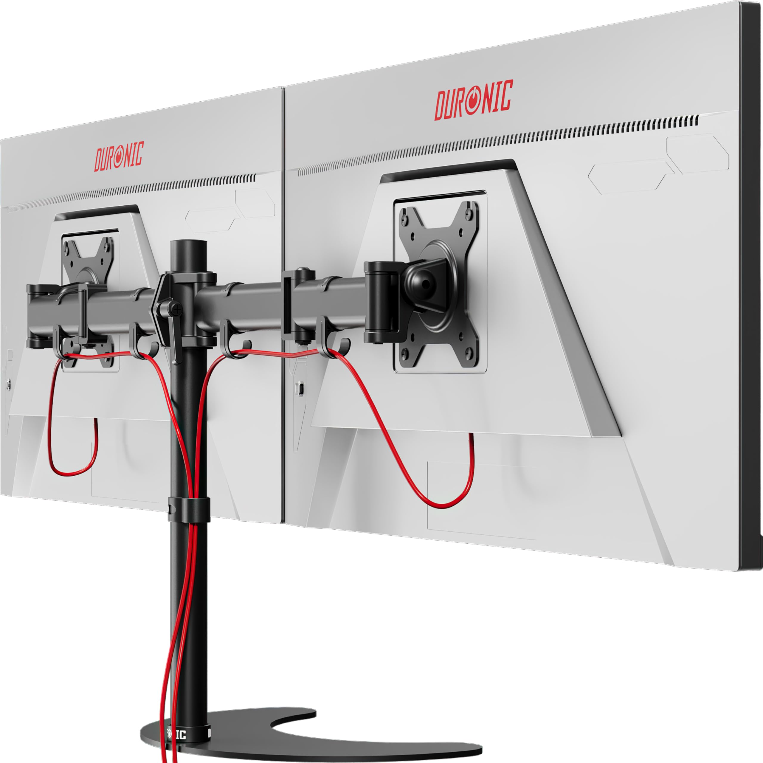 Duronic Dual Monitor Stand DM25D2 Double Monitors Arm Desk Mount for Two 13-27” Twin PC Screens, Height Adjustable Freestanding Monitor Mounts VESA 75 100 Monitor's Riser Office Desk