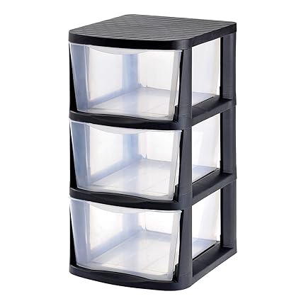 Product Of Muscle Rack 3 Drawer Clear Plastic Storage Tower With
