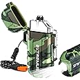 Extremus Blaze 360 Rechargeable Electric Lighters, Dual Arc Lighter, Windproof Plasma Lighter, Waterproof Lighter, Flameless Lighter with Whistle Lanyard for Camping (Army Green Flashlight)