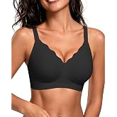 HORISUN Wavy V Neck Wireless Full Coverage Supportive Bra | No Underwire Comfort,Seamless Back Smoothing,Anti-Sag,Full Day Support T-shirt bra,Convertible Straps,Casual Daily Bralette