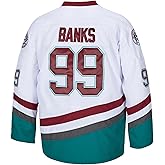 Youth #96#99#33 Ducks Hockey Jersey for Kids 90s Sports Movie Hockey Costume Green/White/Black Small