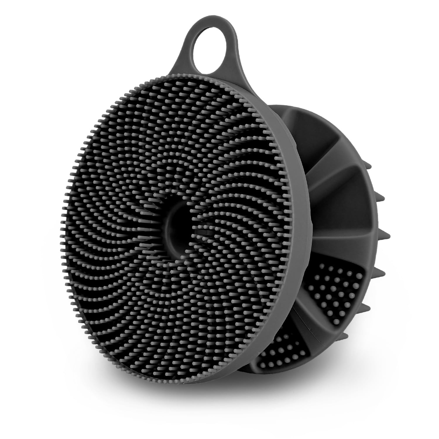 INNERNEED 2-in-1 Silicone Body Scrubber and Scalp Massager Shampoo Brush, Food-Grade Soft Material, More Hygienic, Easily Lather, Convenient for Travel, Gym, Business,etc (Black)