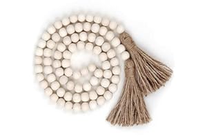 Shukbeta Wood Bead Garland Coffee Table Decor Farmhouse Beads Home Decor for Living Room, Shelf, Tiered Tray, Rustic Boho Dec