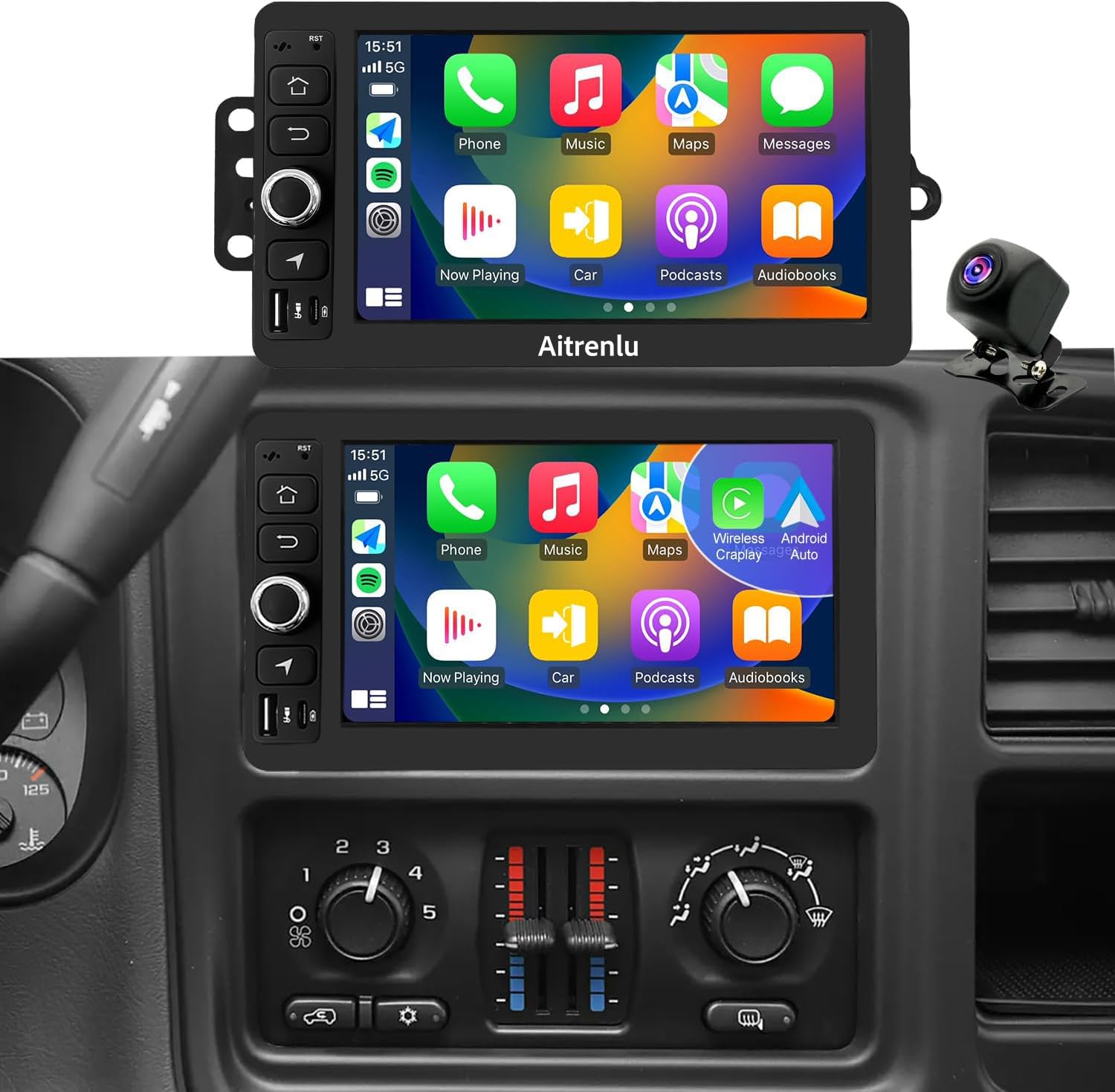Photo 1 of Android Radio for Chevrolet Chevy Silverado 2003 2004 2005 2006, Hummer H2 2003-2007, Tahoe GMC Sierra Yukon 2003-2006, 7" IPS Car Stereo with Backup Camera, Apple CarPlay & Android Auto GPS FM WiFi