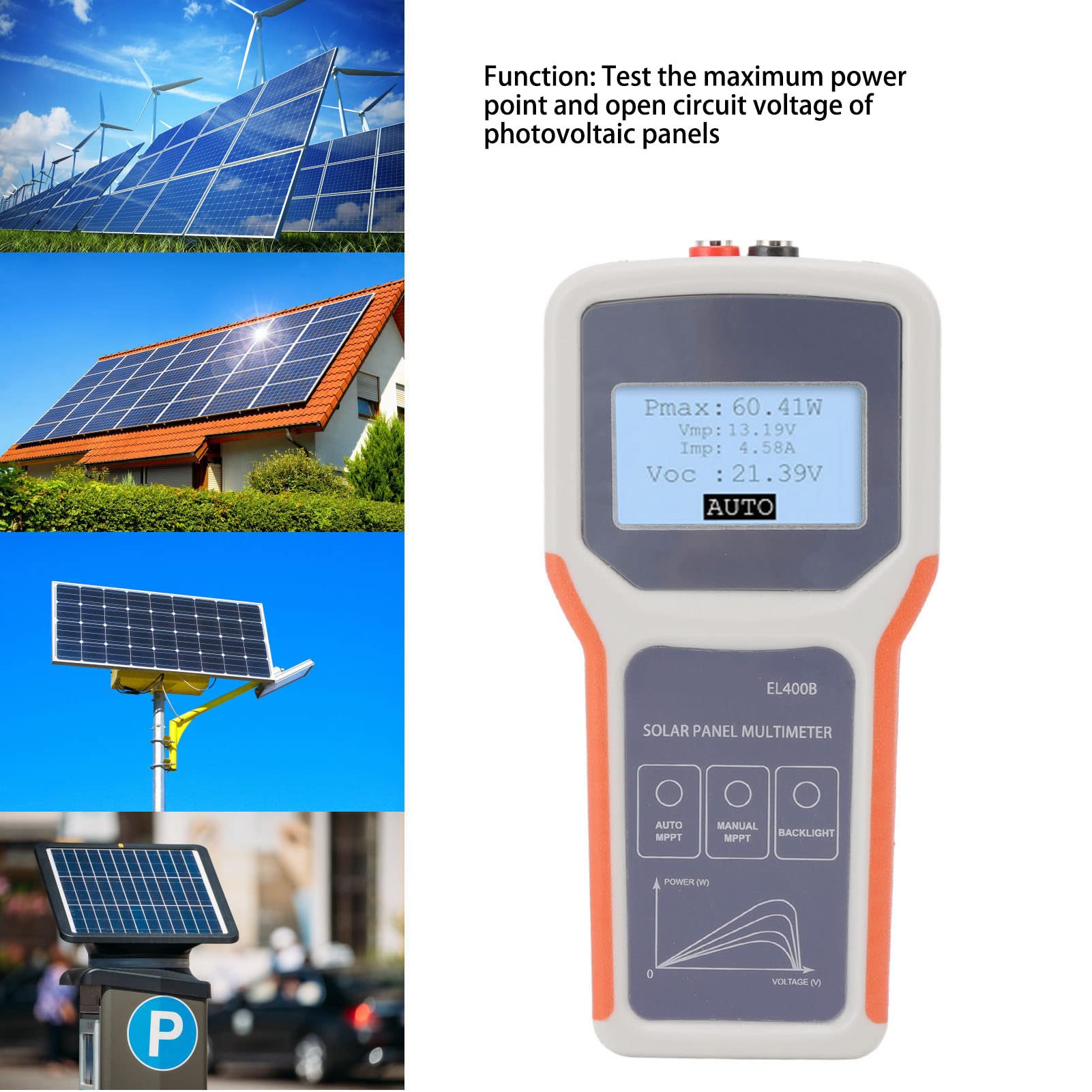 Solar Multireader Mua Solar Panel Tester, Upgraded LCD Solar Solar Power Panel Multimeter ...