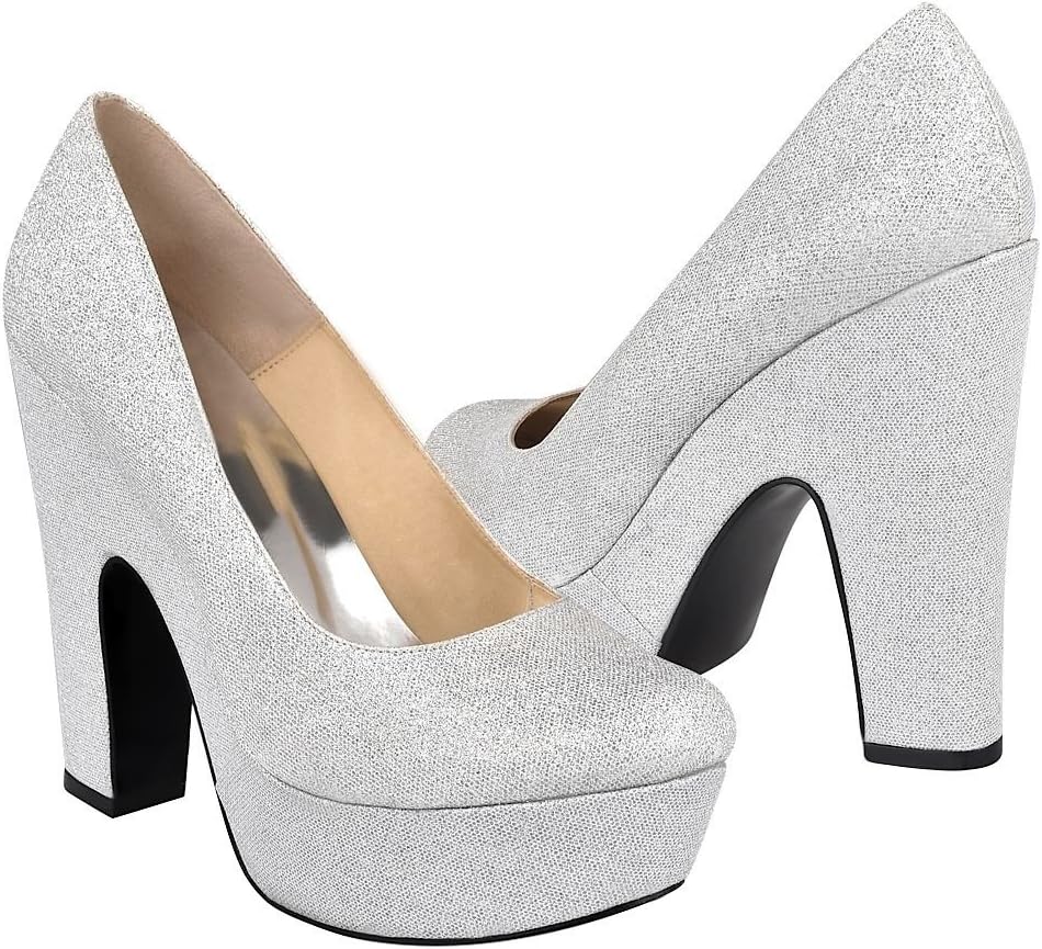 STYLO Tacones Glitter Plata 26 Ropa, Zapatos y Accesorios