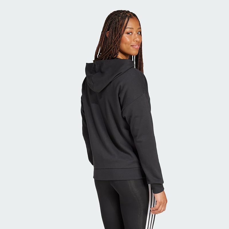 Femme Essentials Linear Full Zip French Terry Hoodie Sweatshirt, Black/White, L — photo 4 sur 4
