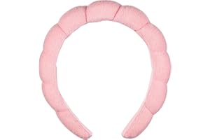 Conair Spa Makeup and Face Washing Headband, Pink Bubble Design, 1 Count, Ultra-Absorbent Microfiber Headband for Washing Face, Soft Terry Cloth, No-Squeeze, No-Pull Band Gentle on Hair and Head