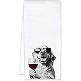JFFTLL Golden Retriever Decor Kitchen Towels, Golden Retriever Gift Dish Tea Towel for Kitchen Decor, Bar Towels for Bartender, Wine Lover Gifts, 16x24 Inch