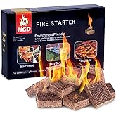 HGD Fire Starter, Mini Natural Fire Starters for Campfires, BBQ Grill, Charcoal Chimney, Outdoor Pit, Indoor Fireplace, Wood Stove - Water Resistant Firestarter Sticks - Camping Accessories Essentials
