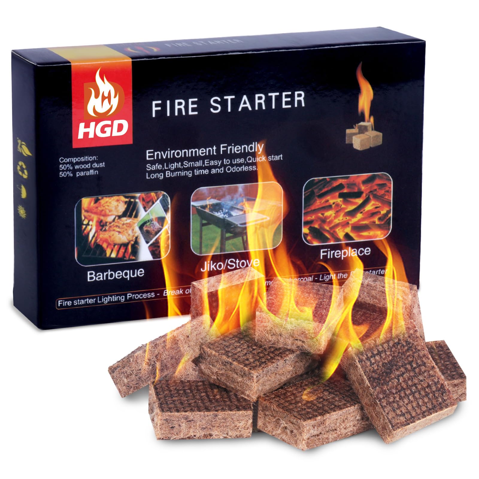 Photo 1 of HGD Fire Starter, Natural Fire Starters for BBQ, Campfire, Fireplace, Charcoal, Wood Stove, Chimney, Fire Pit, Grill, Smoker, Indoor Outdoor Use