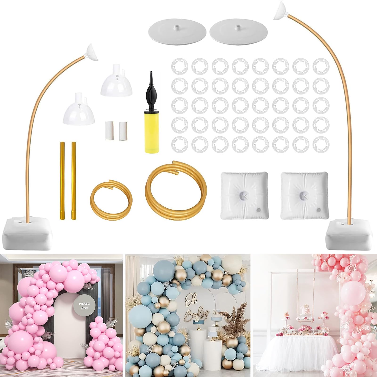 Photo 1 of Balloon Arch Kit, 2.5M & 1.5M Half Balloon Arch Stand, Free Bend Balloon Column Stand