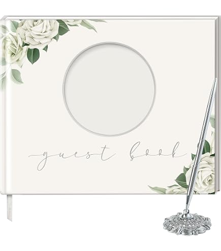 KateMelon Libro Degli Ospiti Matrimonio Con Penna - Fascia In Raso Nero, 70 Pagine Per 500 Firme, Accessori Da Sposa - 3