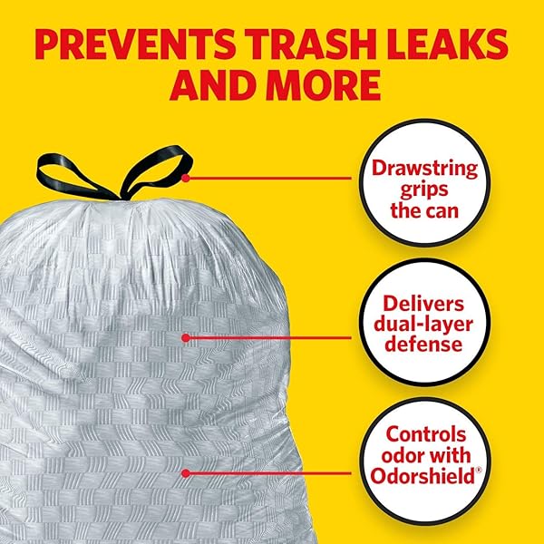 GLAD TRASH BAGS, TALL KITCHEN DRAWSTRING GARBAGE BAGS – ODORSHIELD 13 GALLON GREY TRASH BAG, FEBREZE FRESH CLEAN – 80 COUNT