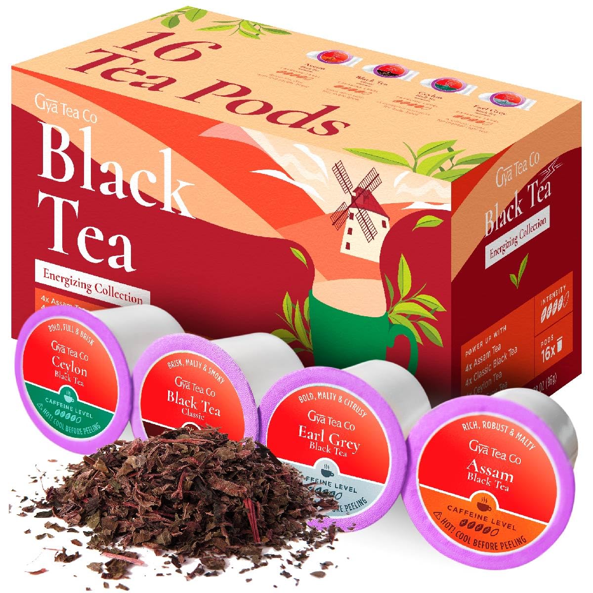 Photo 1 of Gya Tea Co Black Tea K Cups Tea Gift Set (16ct) - Tea Pods Variety Pack with Assam, Black, Ceylon & Earl Grey Tea 4 Flavors - Tea Lovers Get Well Gifts for Refresh & Energy -- EXP NOV 2026