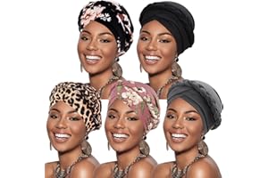 DRESHOW African Women Turban Caps Beanie Twist Headscarf Pre-Tied Double Twisted Braids Headwraps for Women Chemo Cancer Cap