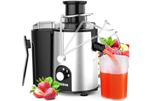AZEUS Centrifugal Juicer Machines, Juice Extractor with Germany-Made 163 Chopping Blades (Titanium Reinforced) & 2-Layer Centrifugal Bowl, High Juice Yield, Easy to Clean, Anti-Drip,100% BPA-Free