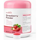 Sturelehub Organic Freeze Dried Strawberry Powder 8oz Fresh Taste in Baking | Organic, Scoop Included, Vibrant Color, Rich Strawberry Aroma, Smooth Texture, Lightly Sweet, Easy to Blend, Baking, Drinks