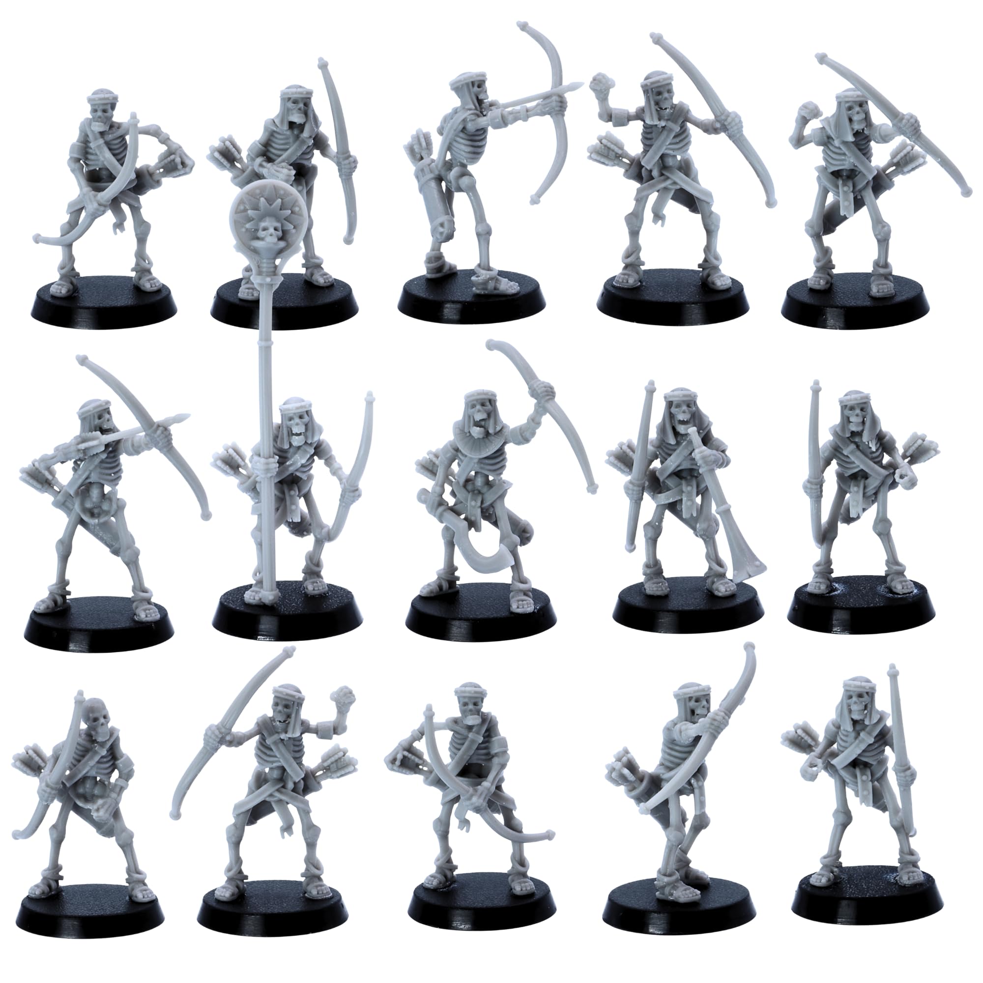 Forged Terrain Egyptian Skeleton Archers Bowmen | 32mm Undead Miniatures for Tabletop Wargames, DnD, RPGs & TTRPGs | Fantasy Army Models | 3D Printed Miniatures for Wargaming & Roleplaying