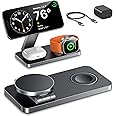 EXW Foldable 3 in 1 Wireless Charging Station for Apple Compatible with Mag Safe Charger Stand,Magnetic Wireless Charger Stat
