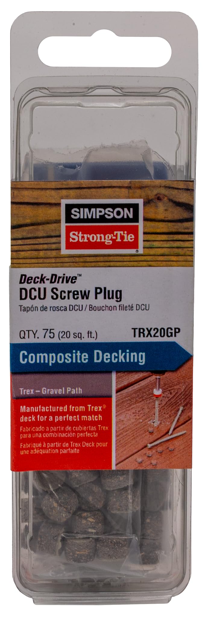 Simpson Strong-Tie TRX20GP Deck-Drive DCU Screw Plugs Trex - Gravel Path 75ct
