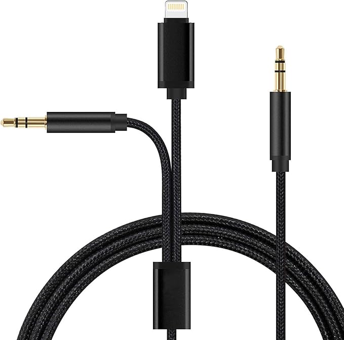 2 in 1 Aux Cable for iPhone and Android Phone, 3.5mm Nylon Braided AUX