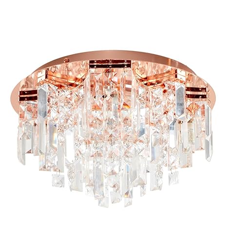 Modern Copper 5 Way Lead Crystal Jewel Diamond Effect Droplet