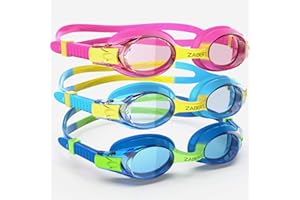 ZABERT 3 Pack Kids Goggles for Swimming, Anti-fog 100% UV Protection, for Kids Age 3-10