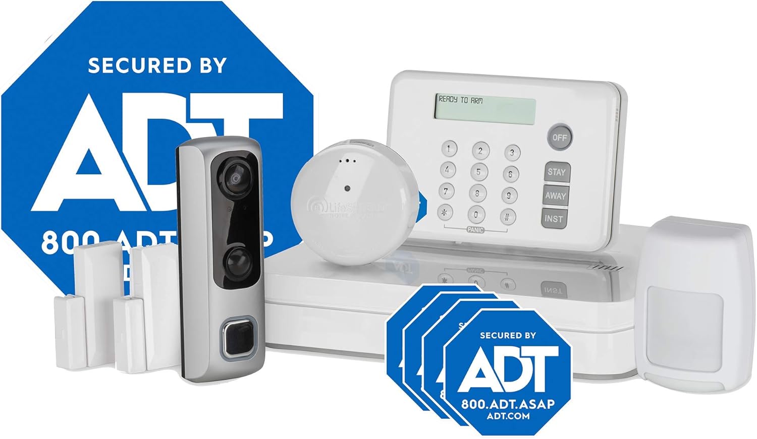 ADT DIY HD Video Doorbell Camera 8-Piece Smart Home Security System - Optional 24/7 Monitoring - No Contract - Wi-Fi Enabled - Alexa Compatible
