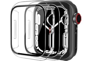 QHOHQ 2 Pack Hard PC Case Suitable for Apple Watch Series 8 45mm & Series 7 45mm with Tempered Glass Screen Protector, Full Coverage, Touch Sensitive, Ultra-Thin HD Bumper Protective Cover - Clear