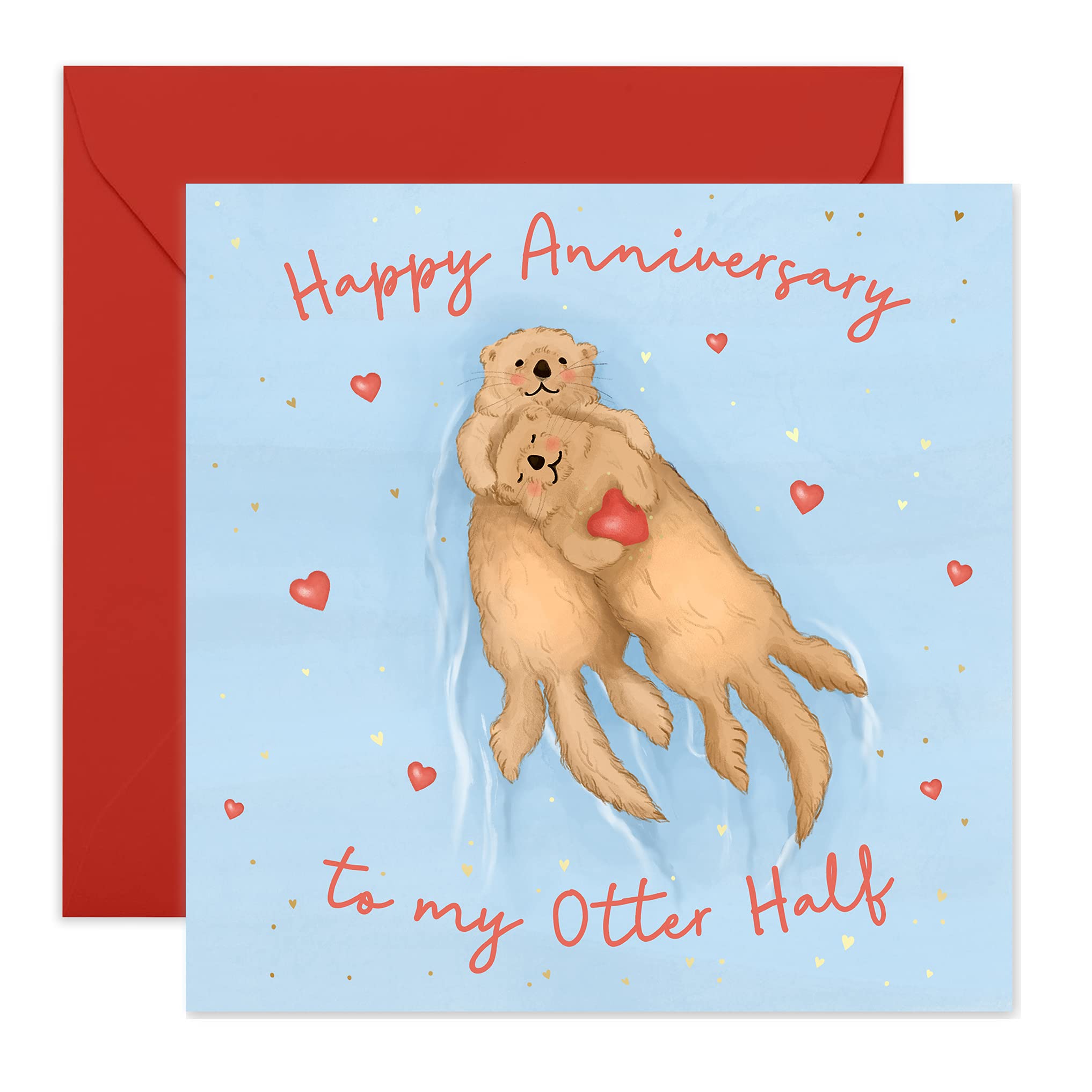 Central 23 - Cute Anniversary Card - 'To My Otter Half' - Sweet Pun - Animal - For Husband Wife Girlfriend Boyfriend - Comes with Fun Stickers