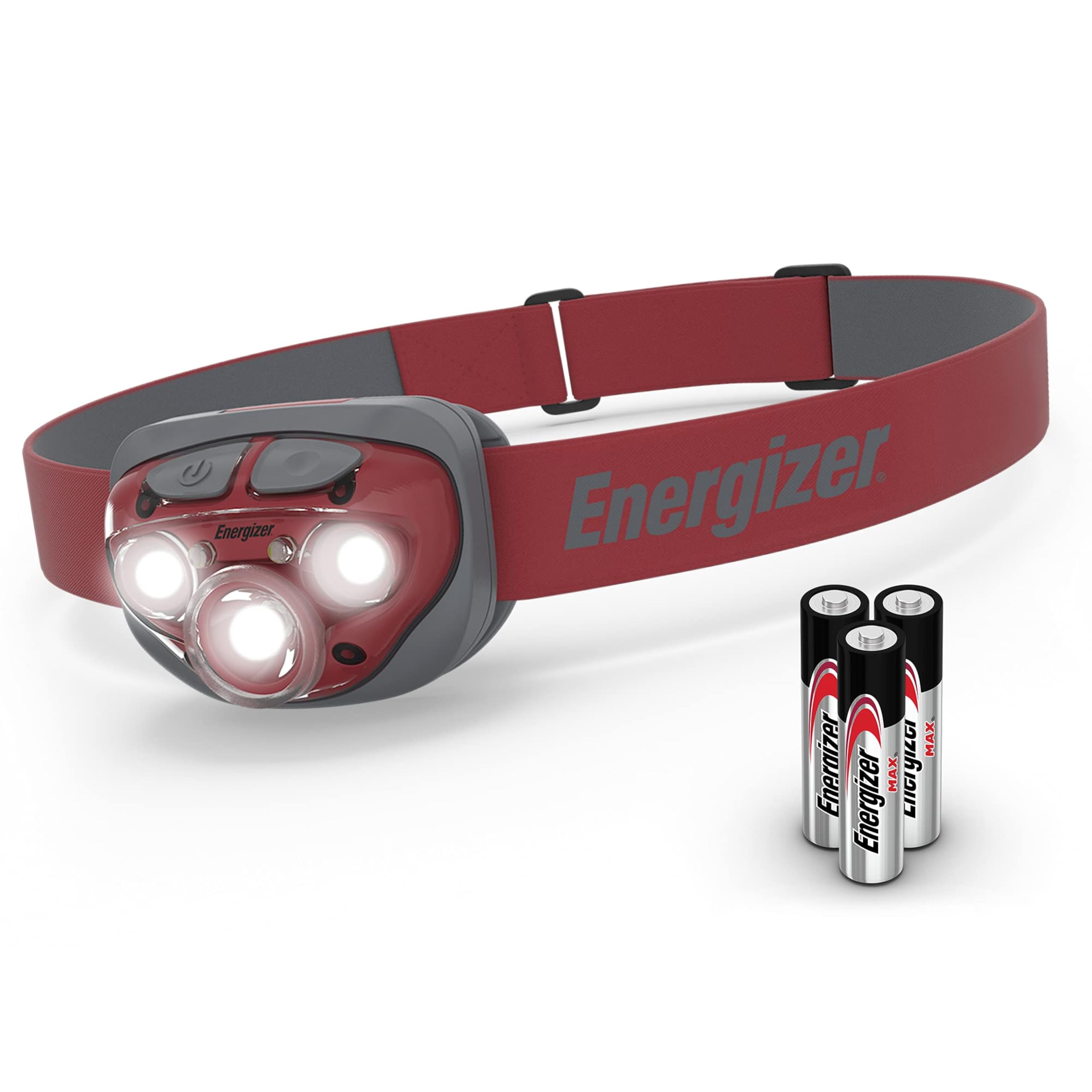 Energizer Vision HD+ 315 Lumen Head Torch, Rust Red Headlight, Water‑Resistant LED,Powerful Bright Headlamp, Built for Running, Camping, Hiking, Outdoors, Batteries Included
