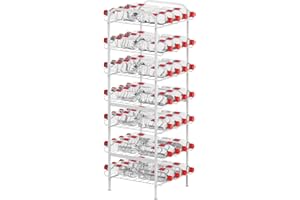 Vrisa Water Bottle Organizer Freestanding Water Bottle Storage Rack Adjustable Water Bottle Holder for Kitchen Pantry Food Storage White 7 Tier