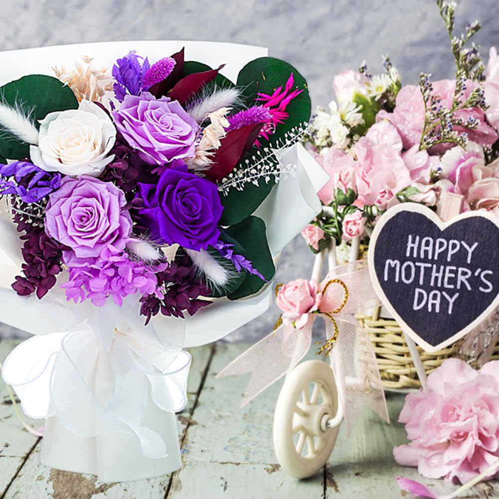 Flowers Gifts For Mom,Purple Valentines Gifts, Preserved Flower Bouquets, Purple Roses, Birthday Gifts For Women, Mothers Day Flowers For Wife