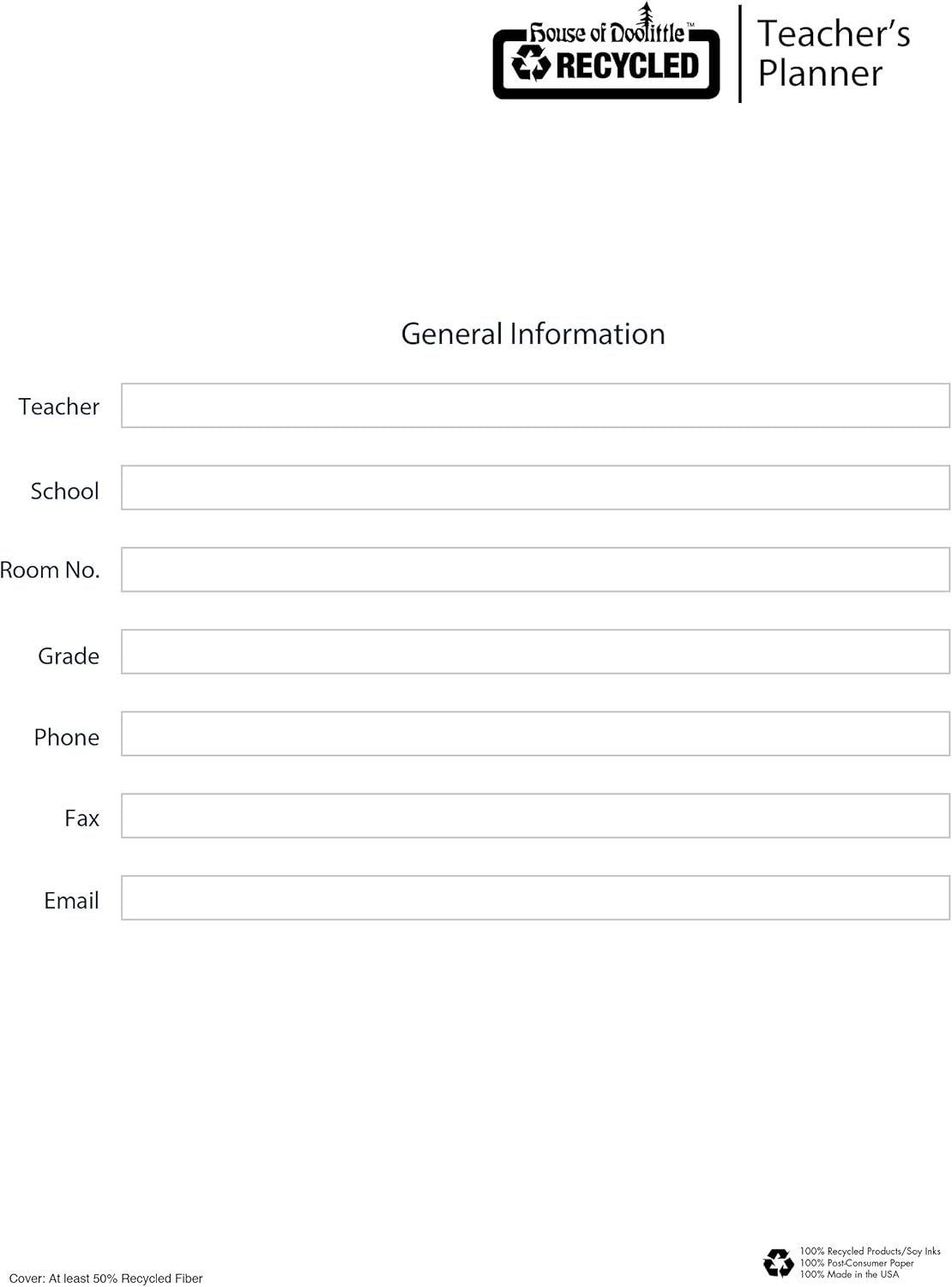 House of Doolittle Teachers Planner, Pink Leatherette Cover, 45 Weeks, 7 Periods, Seating Chart, Records, 8.5 x 11 Inch (HOD50905) : Office Products