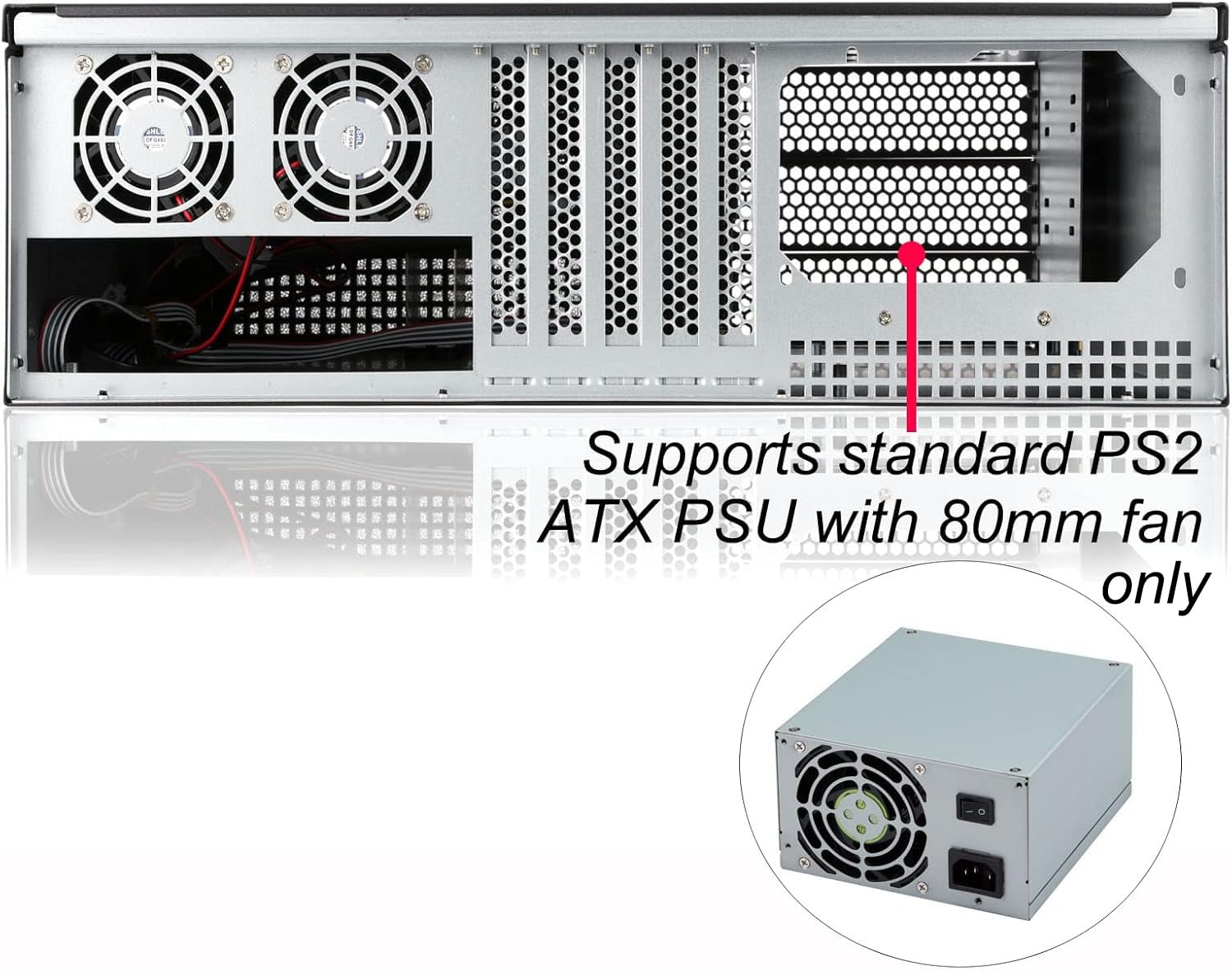 RackChoice 3u Rackmount Server Chassis MATX/Mini-ITX 3x5.25 Support PS2 PSU w/Side 80mm or Bottom 120mm Fan or SFX PSU (Need to use The braccket in Screw Box), dust Filter Front Easy maintenace