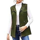 Beyove Womens Lightweight Sleeveless Military Anorak Cargo Vest No Hood