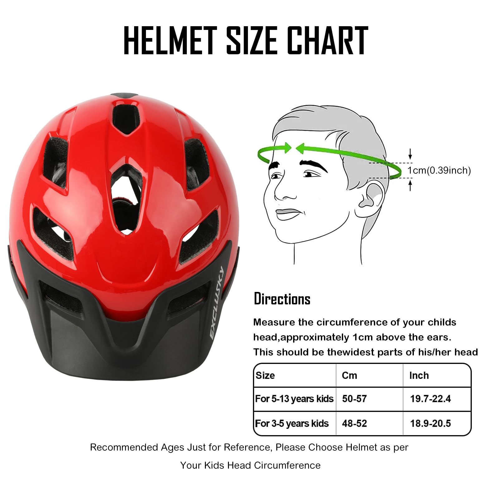 Kids Helmet, Exclusky Kids Bike Helmet Adjustable Safety Lightweight Children Bicycle Helmet for Kids Skating Cycling Scooter Boys and Girls Bicycle Helmets Ages 5-8-14