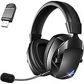 Wireless Gaming Headset for PS5, PS4, PC, Nintendo Switch, 2.4GHz USB Gaming Headphones, Bluetooth 5.3, 50H Battery, Noise Canceling Microphone, ONLY 3.5mm Wired Mode for Xbox Series