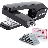 Deli/EZWORK Swing-Arm Swivel Stapler, 25 Sheets Capacity, 360 Degree Rotate Desk Staplers with 1000 Staples for Booklet or Book Binding, Black