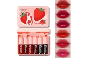 SULILY 6 Colors Lip Tint Stain Set, Korean Lip Gloss Tint Plumping Mini Liquid Lipstick, Multi-use Lip and Cheek Tint, Long lasting Non-Stick Cup Waterproof, Vivid Color
