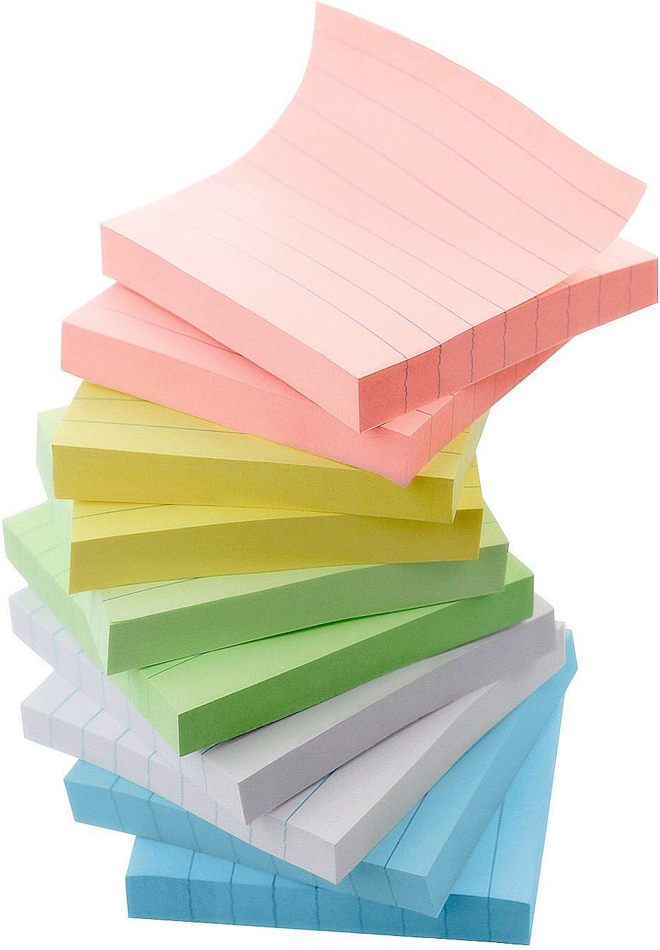 Early Buy 5 Candy Color Lined Sticky Notes Self-Stick Notes 3 in x 3 in, 100 Sheets/Pad, 10 Pads/Pack (Candy)