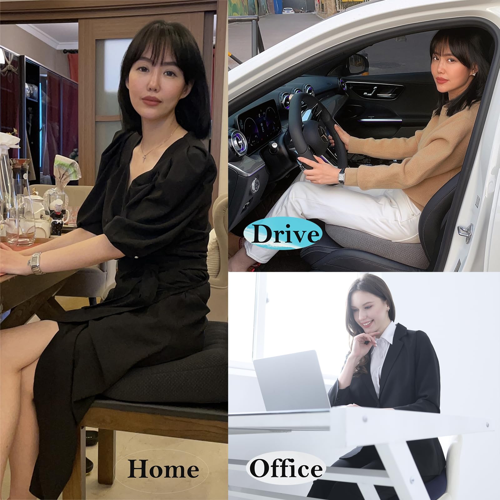 Adult Booster Seat Cushion, Car Seat Cushions for Short People/thick Office Chair Booster Seat Increase Field ​of View, for Trucks, Car, Office Chair, Home, Wheelchair,angle Lift Seat Cushion (grey)