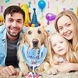 WUBAYI Dog Birthday Bandana Set Blue Hat Bow Tie Adjustable Size view 5