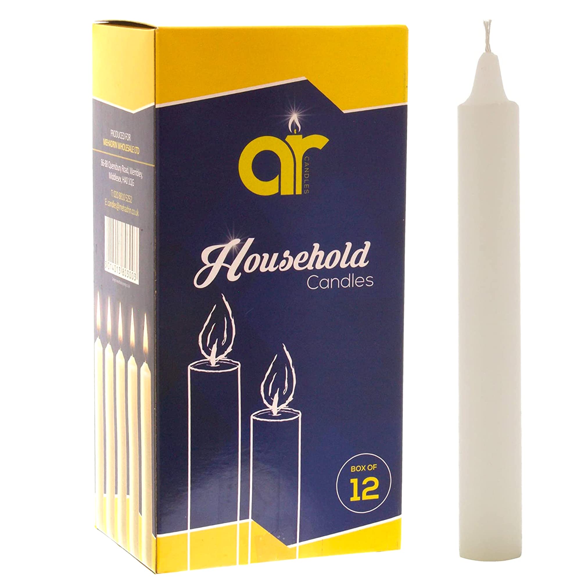 AR Unscented White Household Candles 13.5cm – Pack of 12 – Shabbos/Shabbat Candles for Emergency, Power Cuts, Home Use, Prayer, Vigil, Church, Decoration, Long Burn, Utility & Everyday Use — image 1